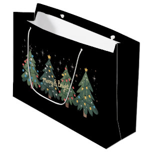 Green Christmas Trees Holiday Christmas  Large Gift Bag