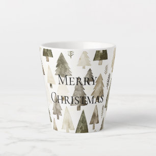 Green Christmas Trees Latte Mug