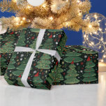 Green Christmas Trees Snowflakes Black Christmas Wrapping Paper<br><div class="desc">Dazzle your loved ones this holiday season with our Super Cute Black Christmas Wrapping Paper. This modern and stylish wrapping paper is designed to bring a contemporary touch to your Christmas gifts. The wrapping paper boasts a sleek black background that provides the perfect backdrop for a festive wonderland. Scattered across...</div>