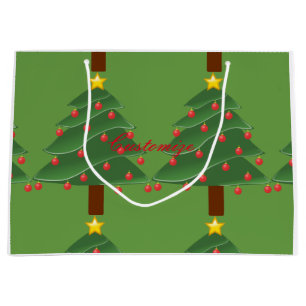 Green Christmas Trees Thunder_Cove Large Gift Bag