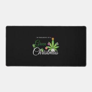 Green Christmas Weed Shirt Desk Mat