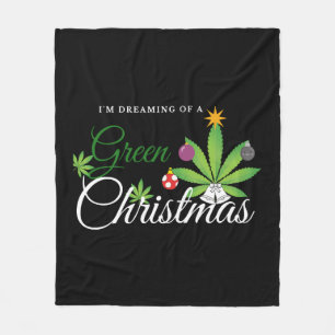 Green Christmas Weed Shirt Fleece Blanket