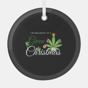 Green Christmas Weed Shirt Glass Tree Decoration