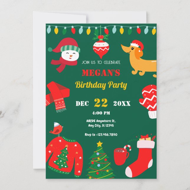 Green Christmas winter icon  Invitation (Front)