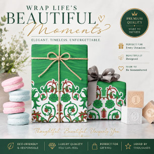 Green Christmas Wrapping Paper Ornamental Gift