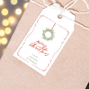 Green Christmas Wreath Christmas Gift Tag