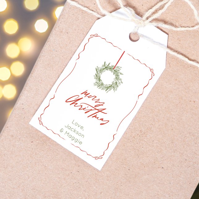 Green Christmas Wreath Christmas Gift Tag (Green Christmas Wreath Christmas Gift Tag
)