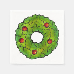 Green Christmas Wreath Cookie Holiday Party Napkin