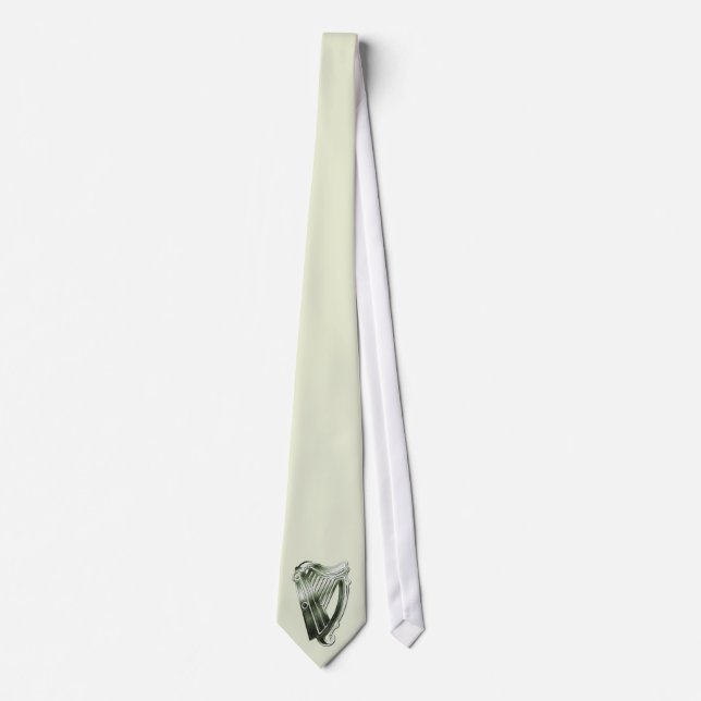 Green Chrome Celtic Harp On A Necktie (Front)