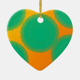 green circle in yellowish orange ceramic tree decoration