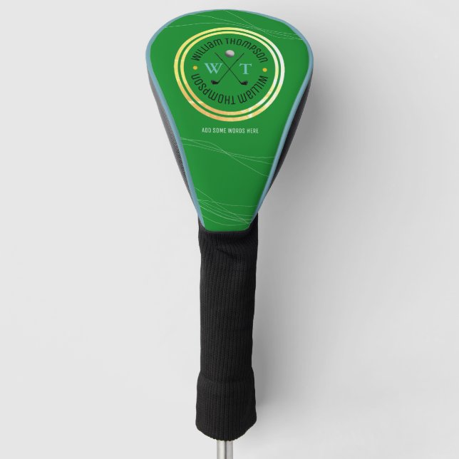 green circle logo monogram for golf-player   golf head cover (Front)