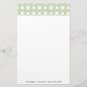 Green Circle Pattern Personalise Stationery