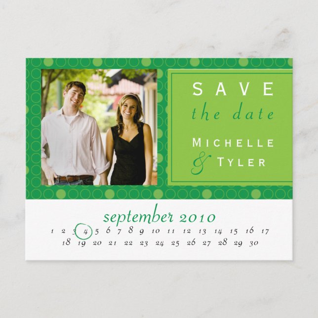 Green Circle Save the Date Card (Front)