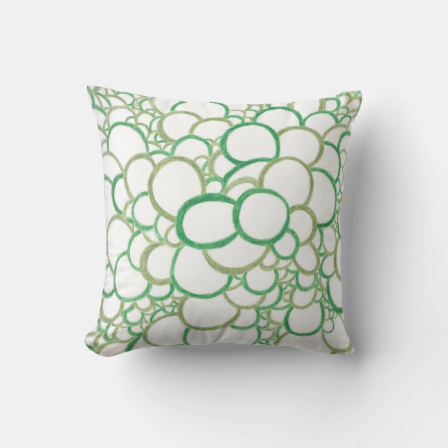 Green Circle Stacks Throw Pillow (Front)