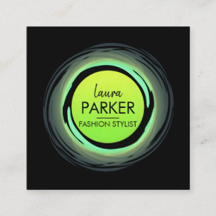 Green Circle Watercolor Makeup Artist Elegant Square Business Card