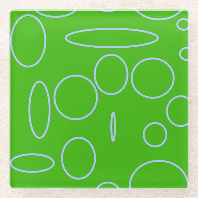 Green Circles Glass Coaster (Front)