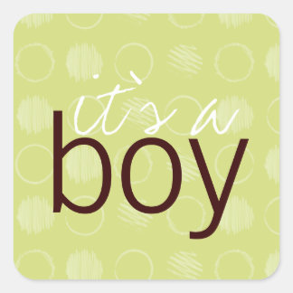 Green Circles Its a Boy Square Sticker
