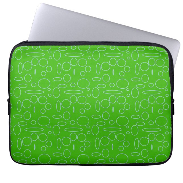 Green Circles Loops Laptop Sleeve (Front)