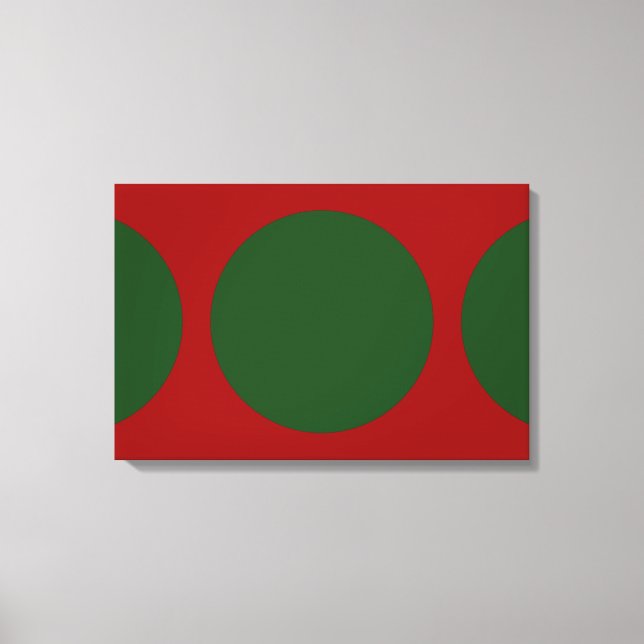 Green Circles on Red Canvas Print (Front)