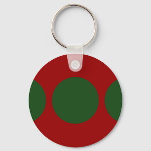 Green Circles on Red Keychain
