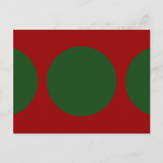 Green Circles on Red Postcard (Front)