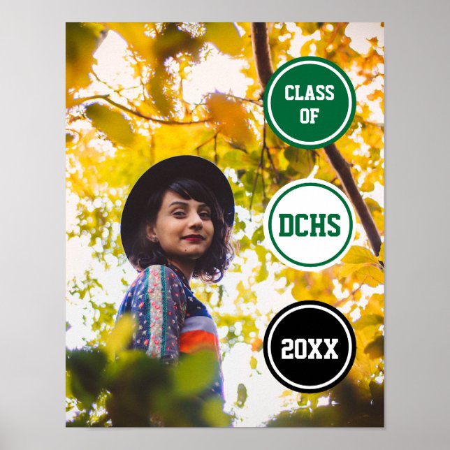 Green Circles Photo Graduation Poster (Front)