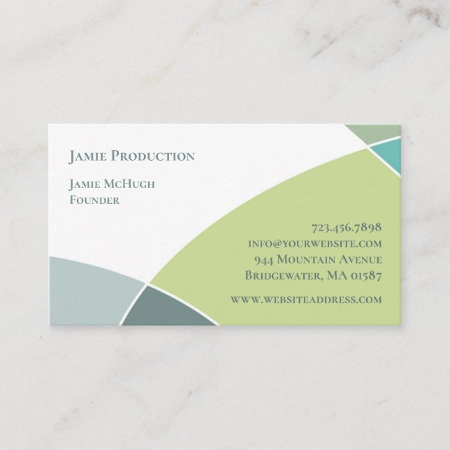 Green Circles Retro Business Card (Front)
