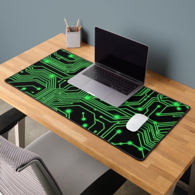 Green Circuit Board Abstract Illustration Desk Mat (Office 2)