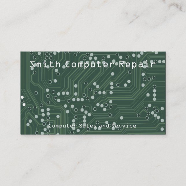 Green Circuit Board Background Pattern Art Business Card (Front)