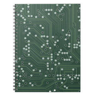 Green Circuit Board Background Pattern Art Spiral Notebook