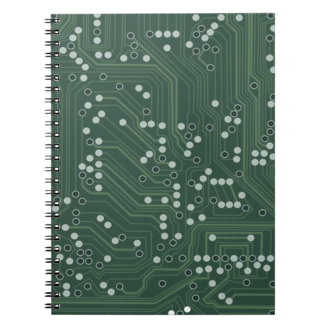 Green Circuit Board Background Pattern Art Spiral Notebook (Front)