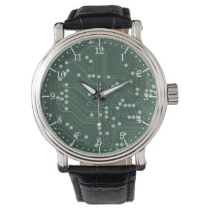 Green Circuit Board Background Pattern Art Watch