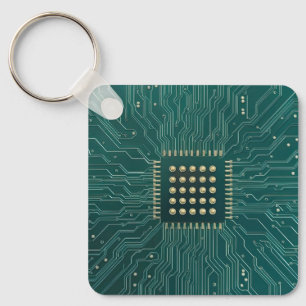 Green Circuit Board Key Ring