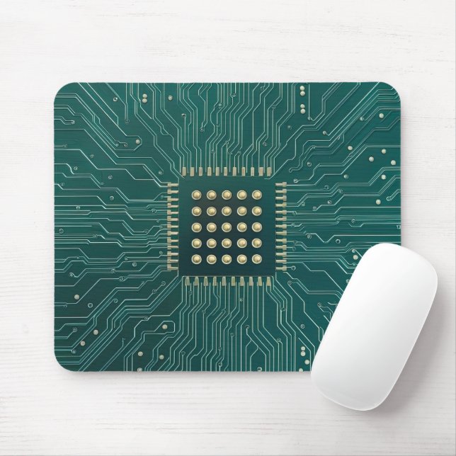 Green Circuit Board Mouse Pad (With Mouse)