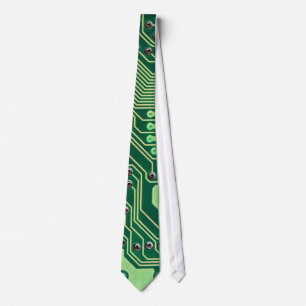 Green Circuit Board Pattern Tie