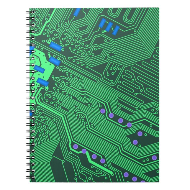 Green Circuit Board Spiral Notebook (Front)