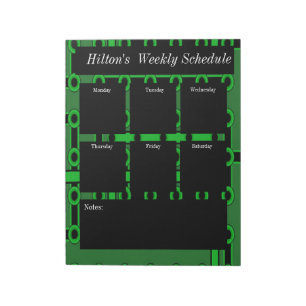 Green circuit board weekly schedule notepad
