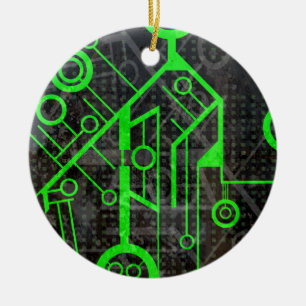 Green Circuit Ceramic Tree Decoration