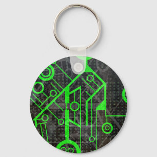 Green Circuit Key Ring