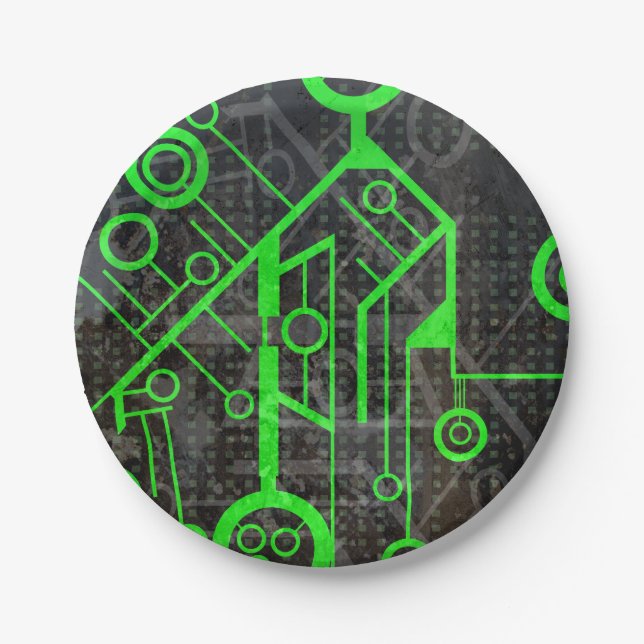 Green Circuit Paper Plate (Front)