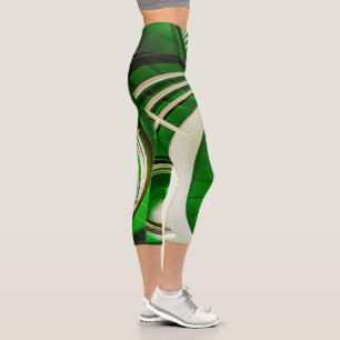 Green Circular Stairway Capri Leggings