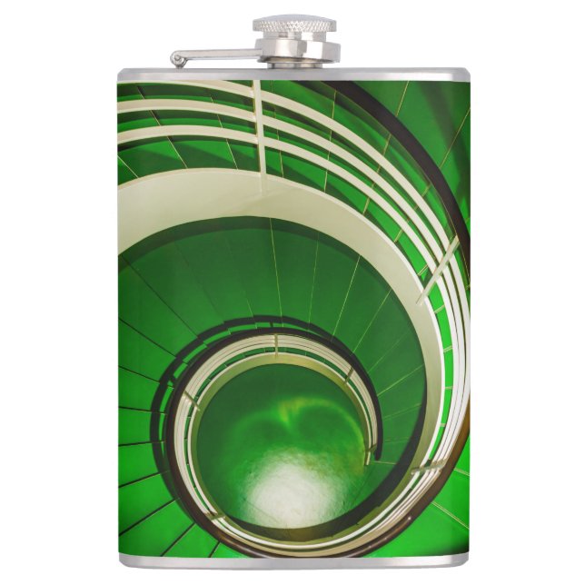 Green Circular Stairway Hip Flask (Front)
