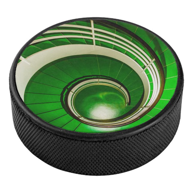 Green Circular Stairway Hockey Puck (3/4)