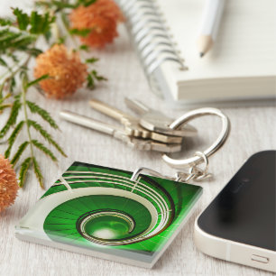 Green Circular Stairway Key Ring