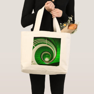 Green Circular Stairway Large Tote Bag