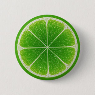 Green Citrus Lime Fruit Slice 6 Cm Round Badge