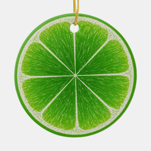 Green Citrus Lime Fruit Slice Ceramic Tree Decoration (Front)