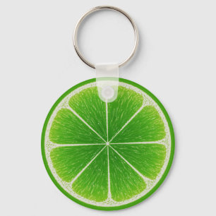 Green Citrus Lime Fruit Slice Key Ring