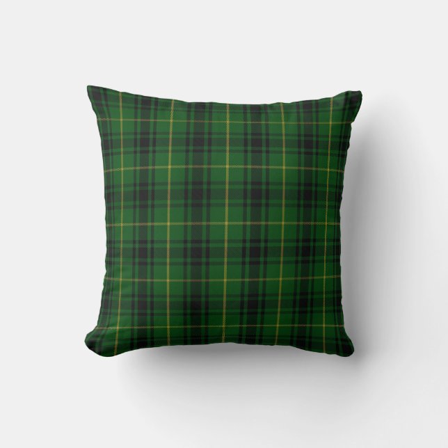 Green Clan MacArthur Tartan Plaid Pillow (Front)