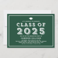 Green Class of 2025 Cap Retro Graduation